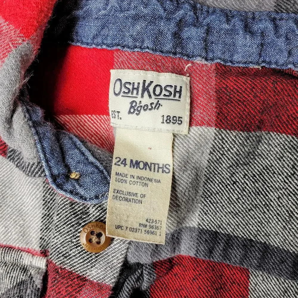 OshKosh B'gosh Baby Toddler Buttondown Flannel Size 24m - Picture 3 of 11